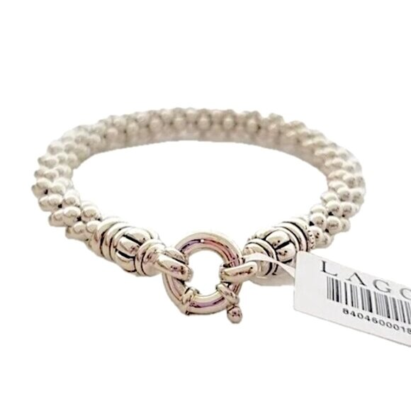 LAGOS Signature Silver Caviar Bracelet I 9mm 925 Sterling Sz M 7.5" Unisex  NWT - Picture 8 of 16